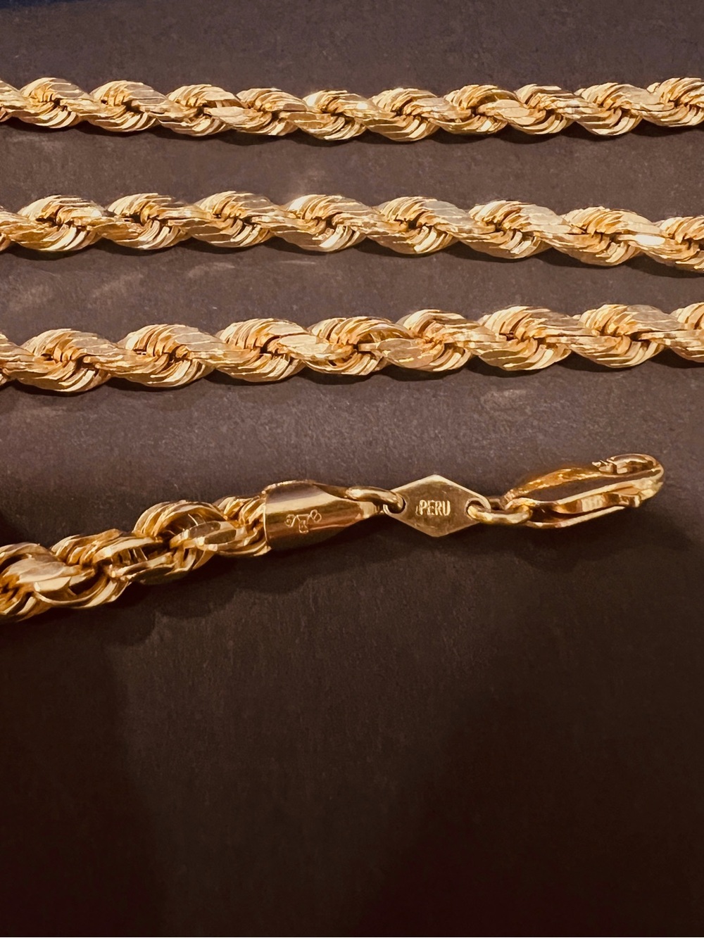 14K Peruvian Gold Rope Necklace - Picture 4 of 4